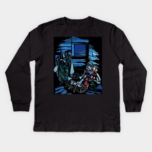 Nativity Scene Stained-Glass Kids Long Sleeve T-Shirt